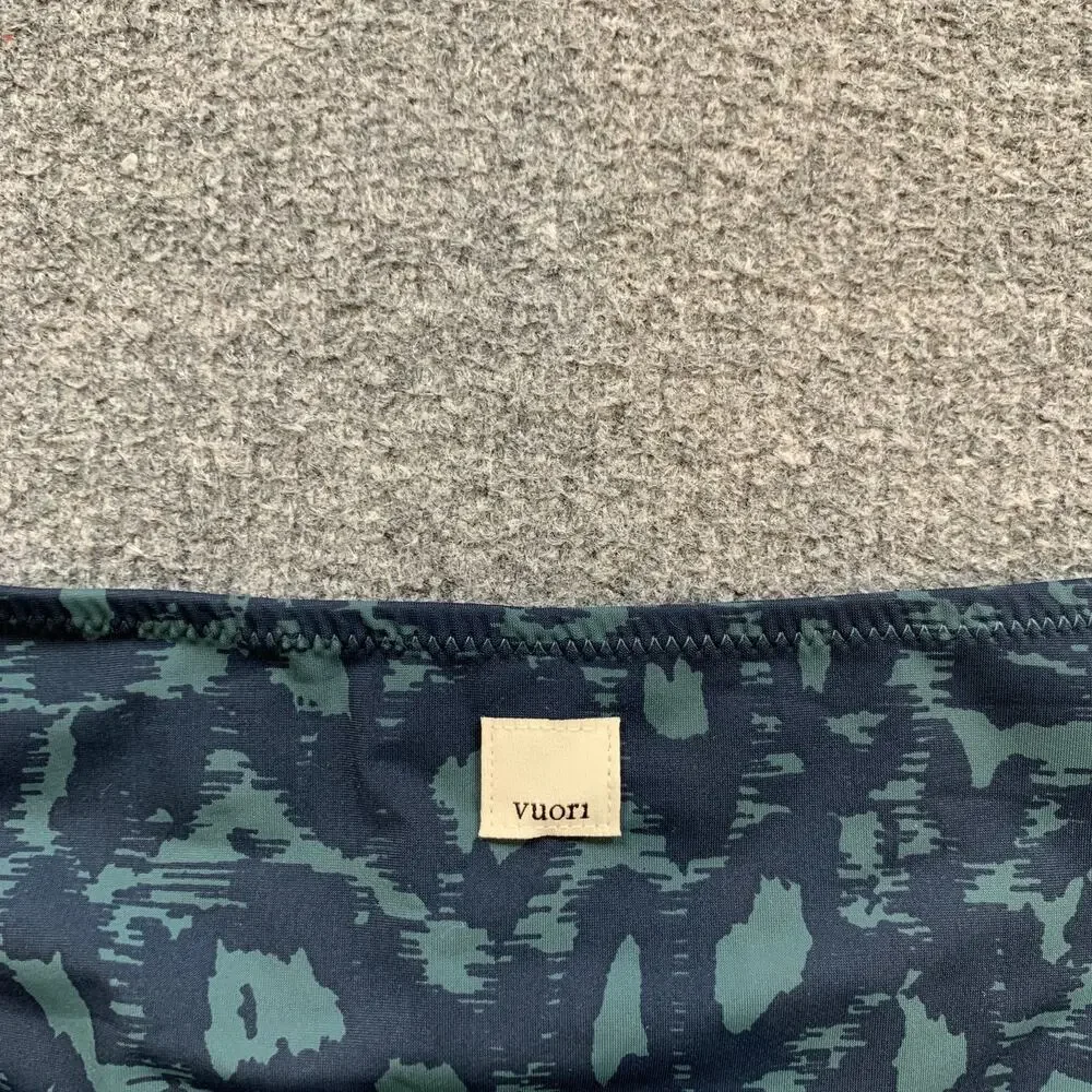 Vuori Bikini Set Womens L Large Aqua Leopard Print Padded Triangle Top Bottom